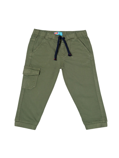 

Kid Studio Boys Olive Green Solid Slim Fit Joggers