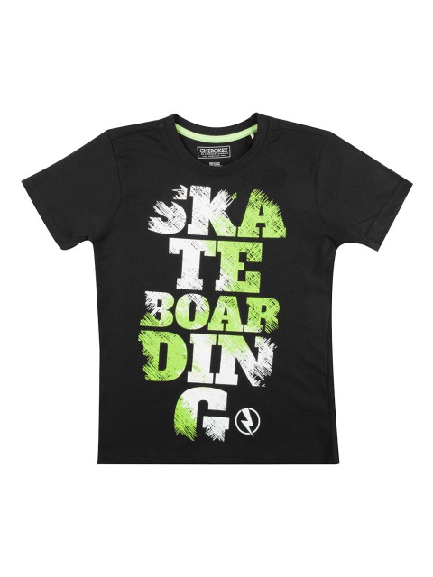 

Cherokee Boys Black Printed Round Neck T-shirt