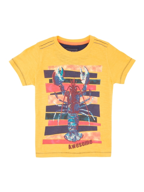 

Cherokee Boys Yellow Printed Round Neck T-shirt