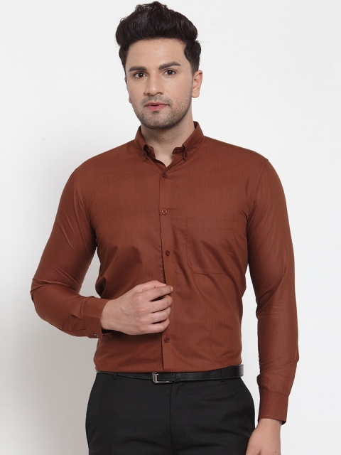 

JAINISH Men Rust Brown Classic Regular Fit Solid Formal Shirt