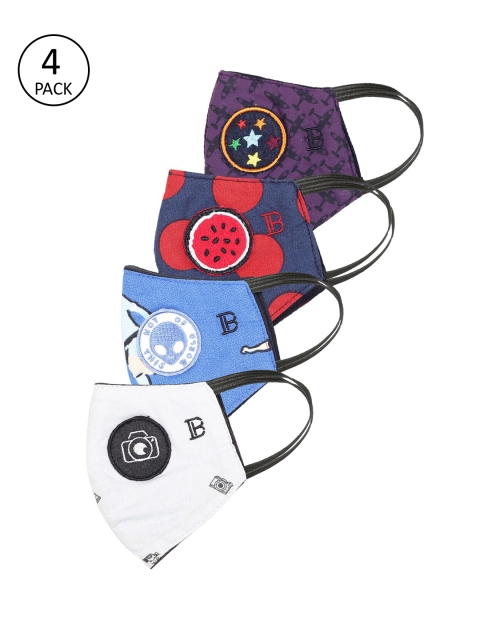 

Bene Kleed Multicoloured Kids 3 Pcs Reusable 5-Ply Cloth Masks, Multi