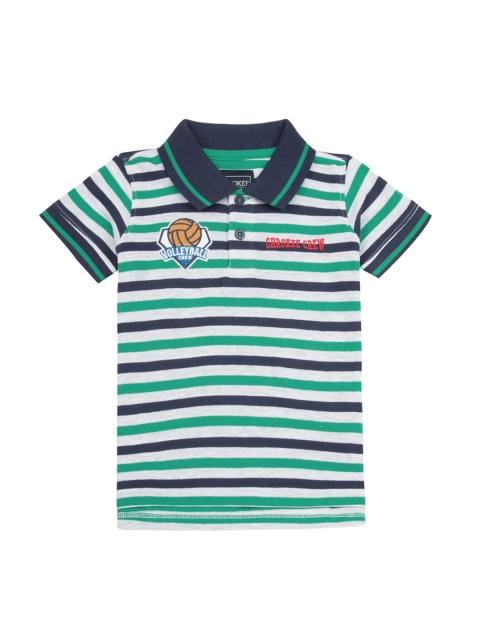 

Cherokee Boys Grey & Green Striped Polo Collar T-shirt