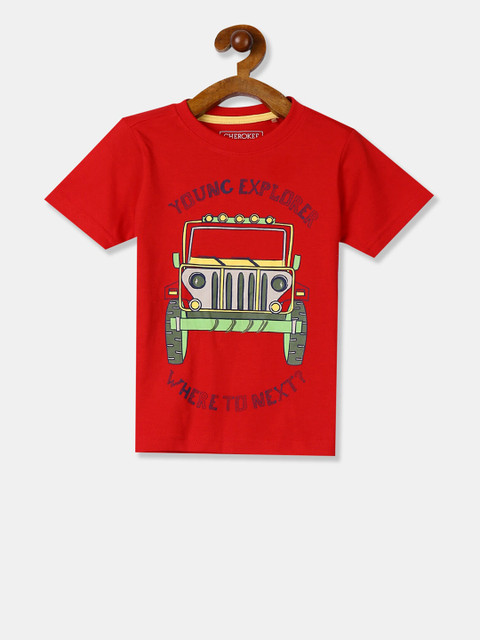 

Cherokee Boys Red Printed Round Neck T-shirt