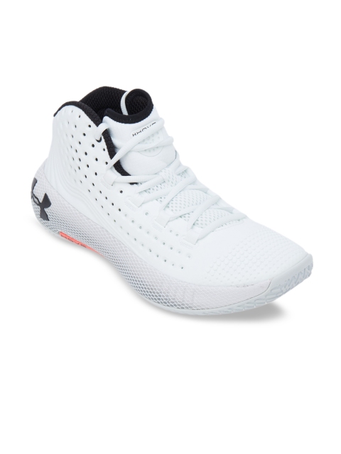 

UNDER ARMOUR Men White Mesh Mid-Top Hovr Havoc 2 Basketball Shoes