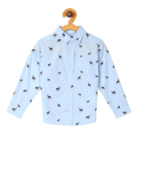 

The Childrens Place Boys Blue & Black Regular Fit Printed Casual Shirt