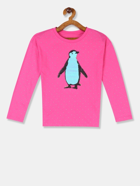 

GAP Girls Pink Long Sleeve Interactive Graphic T-Shirt