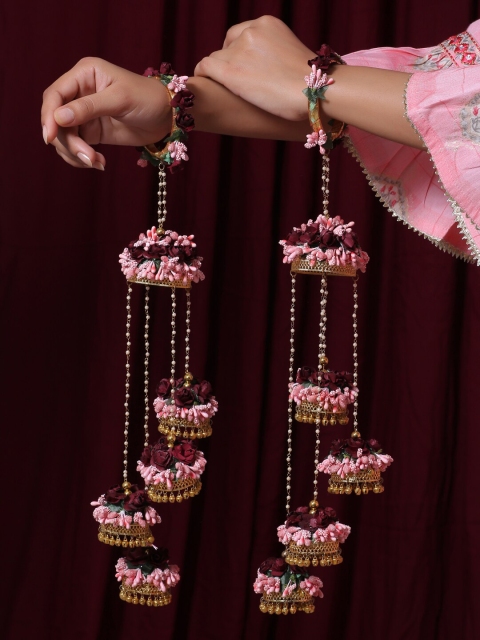 

Shoshaa Women Pink & Maroon Pair of Kaleeras