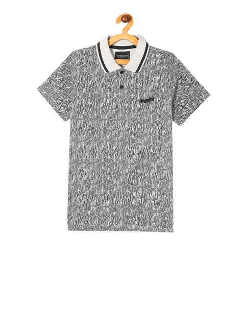 Cherokee Boys Grey Printed Polo Collar T-shirt
