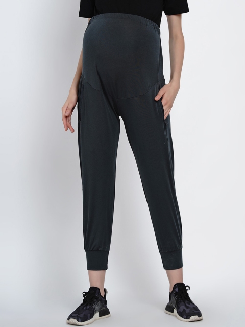

Mine4Nine Women Charcoal Grey Solid Straight-Fit Maternity Joggers