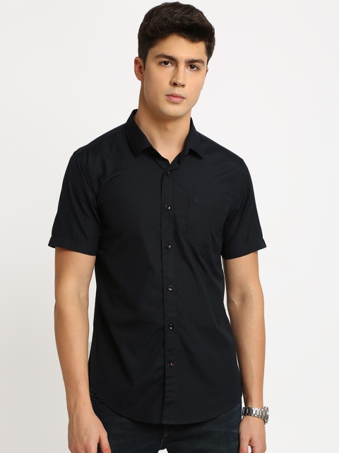 

TED HARBOR Men Black Slim Fit Solid Casual Shirt