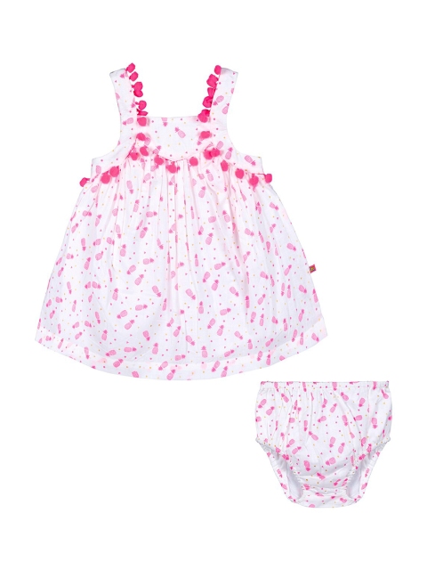

Budding Bees Girls White & Pink Printed Top with Shorts
