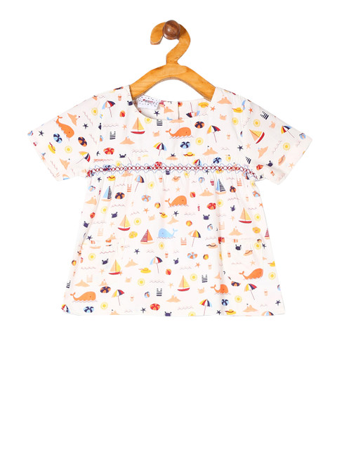 

Donuts Girls White Printed Top