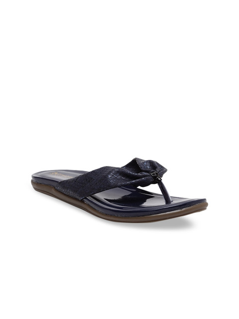 

Butterflies Women Navy Blue Textured PU Open Toe Flats