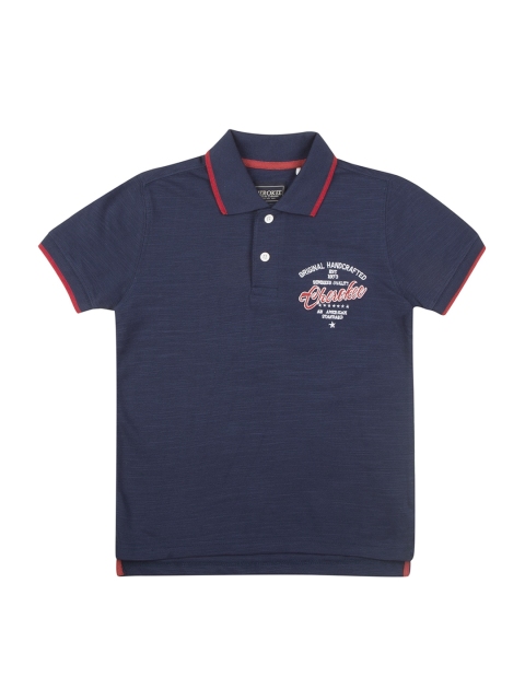 

Cherokee Boys Navy Blue Solid Polo Collar T-shirt