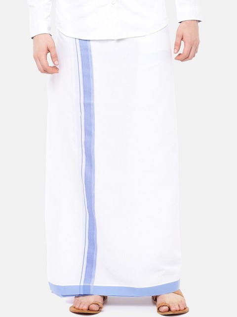

RAMRAJ COTTON Men White Solid Ozone Fancy Dhoti