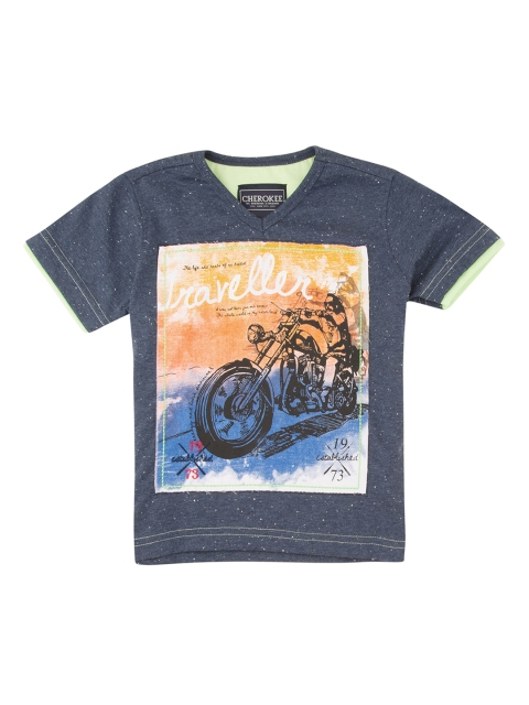 

Cherokee Boys Blue Printed V-Neck T-shirt