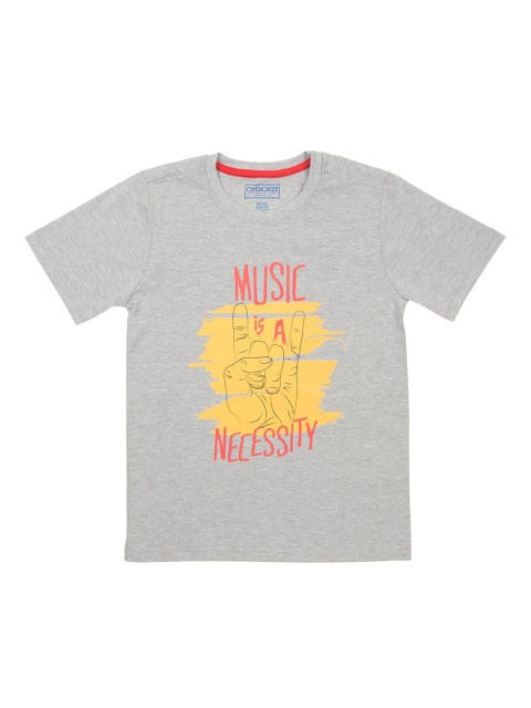 

Cherokee Boys Grey Printed Round Neck T-shirt