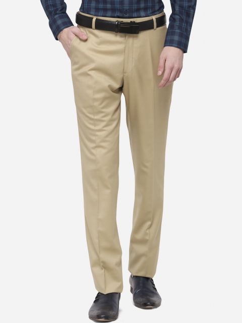

JADE BLUE Men Beige Original Regular Fit Solid Formal Trousers
