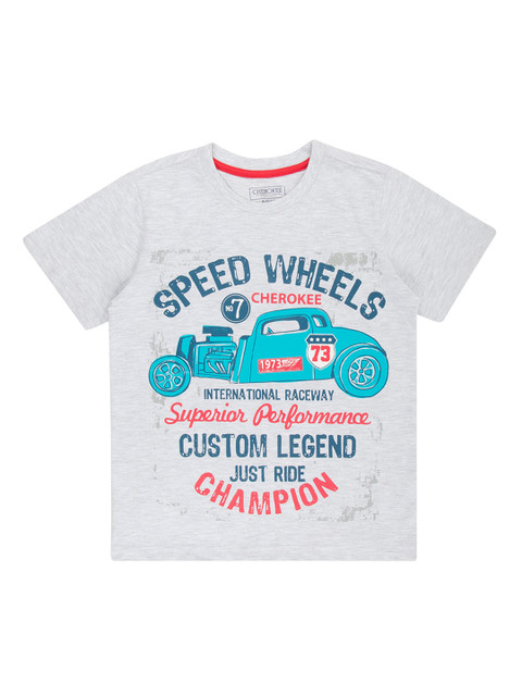 

Cherokee Boys Grey Printed Round Neck T-shirt
