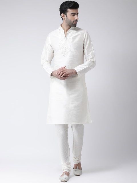 

SG LEMAN Men Cream-Coloured & White Yoke Design Kurta with Churidar