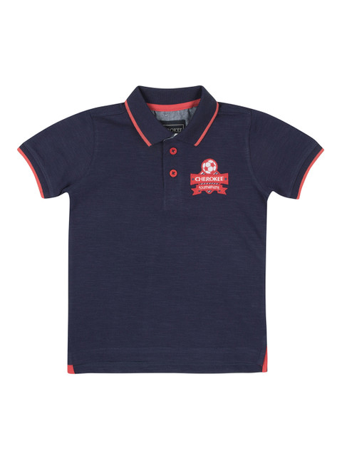 

Cherokee Boys Blue Solid Polo Collar T-shirt