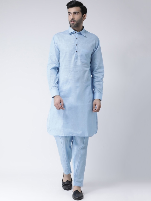 

SG LEMAN Men Turquoise Blue Solid Kurta with Pyjamas