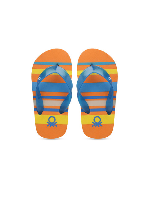 

United Colors of Benetton Boys Blue & Orange Solid Thong Flip-Flops