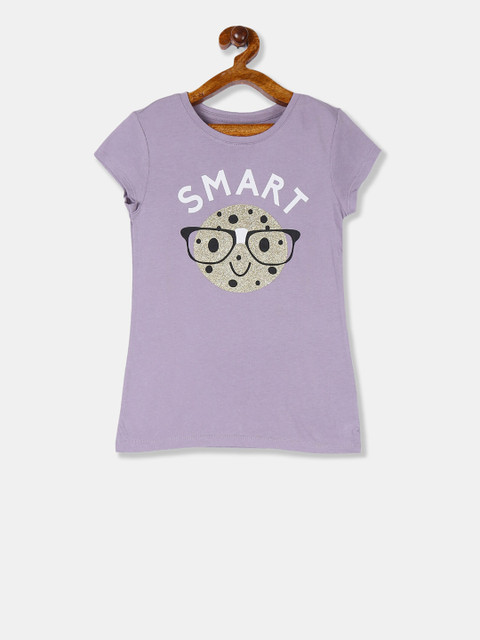 

GAP Girls Lavender Printed Round Neck T-shirt