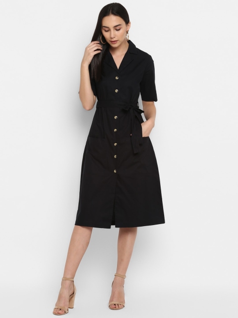 

FOSH Women Black Solid Shirt Dress