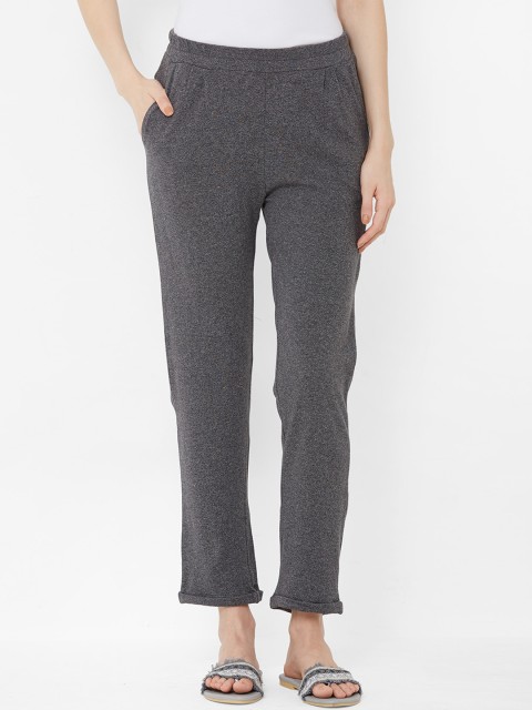 

Mystere Paris Women Charcoal Grey Textured Stylish Lounge Pants