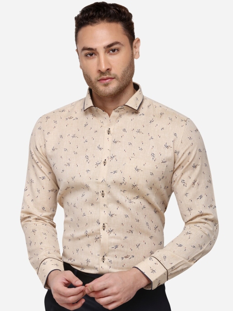 

Greenfibre Men Beige Slim Fit Printed Formal Shirt