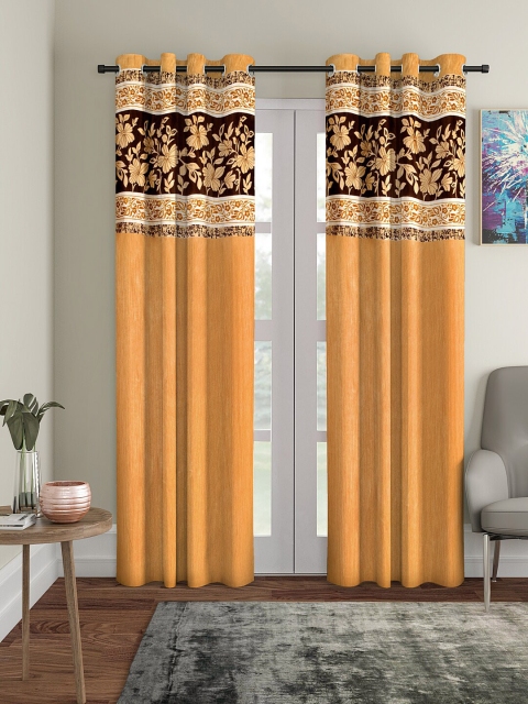 

VRINDA Mustard Yellow Set of 2 Long Door Curtains