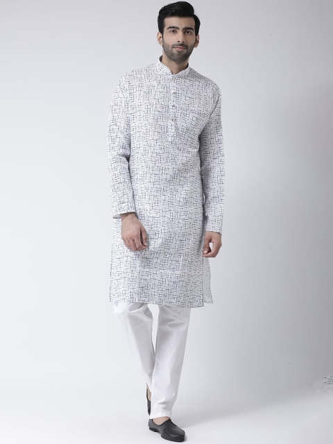 

SG LEMAN Men White & Purple Printed Kurta with Pyjamas