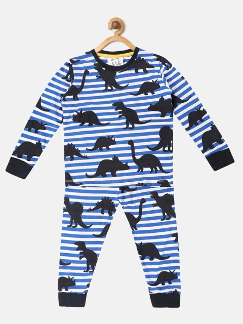 

Lazy Shark Boys Blue & White Printed Night Suit