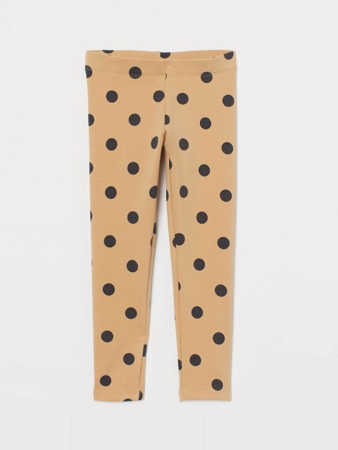

H&M Girls Beige & Black Polka Dot Printed Leggings with Brushed inside
