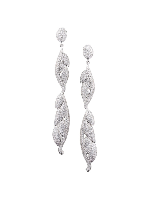 

shaze Rhodium-Plated Leaf Shaped Ear Cuff, Silver