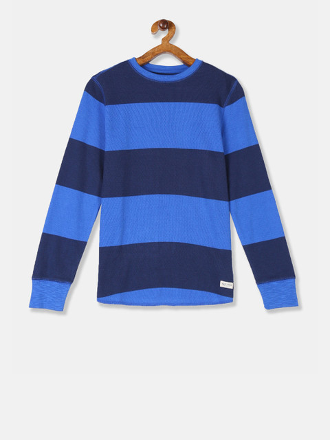 

GAP Boys Blue Long Sleeve Textured Stripe T-Shirt