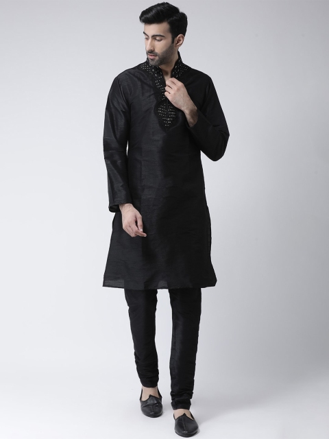 

SG LEMAN Men Black Yoke Design Kurta with Churidar