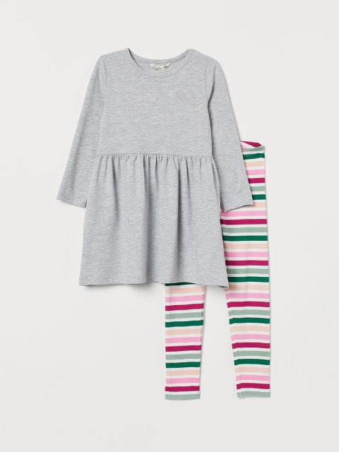 H&M Girls Grey & Pink 2-Piece Sustainable Jersey Set