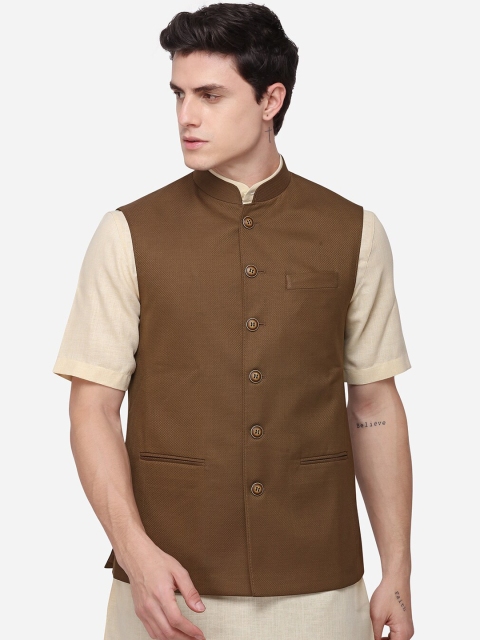 

JADE BLUE Men Brown Self-Design Modi Jacket