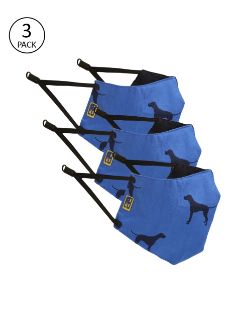 

Balista Unisex Blue Printed Pack of 3 Reuasable 4-Ply Cotton Mask