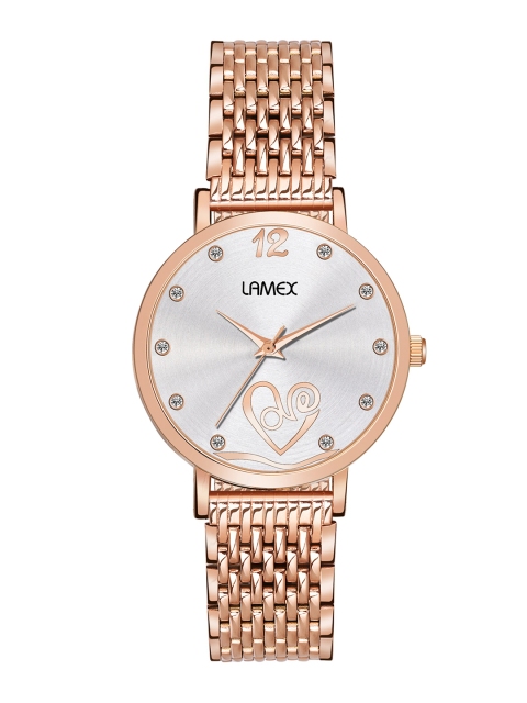 

LAMEX Women Silver-Toned & Rose Gold Analogue Watch BIONDLX-8644-RG-SS