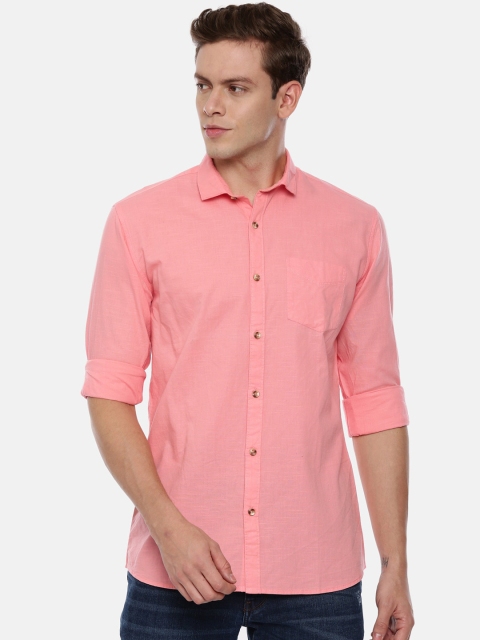 

ROLLER FASHIONS Men Pink Slim Fit Solid Casual Shirt