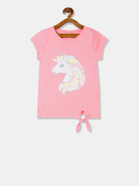 

The Childrens Place Girls Pink Embellished Pure Cotton Top