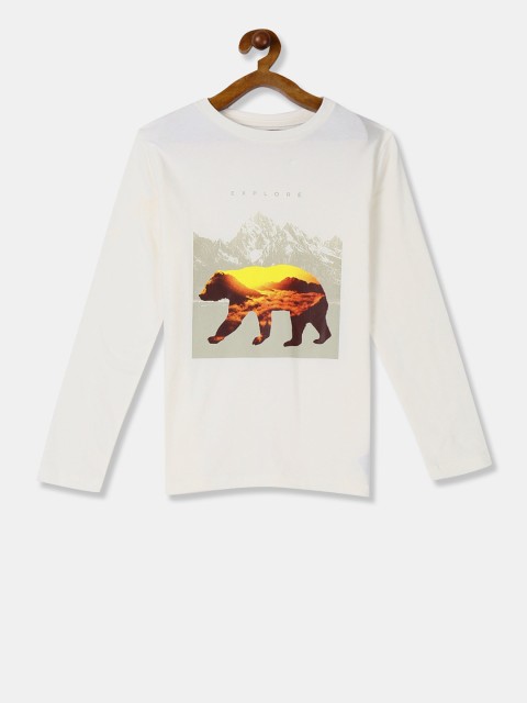 

GAP Boys White Printed Round Neck T-shirt