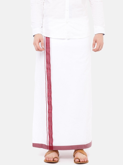 

RAMRAJ COTTON Men White Solid Ozone Fancy Dhoti