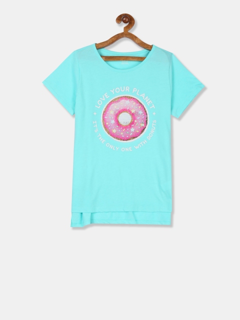 

The Childrens Place Girls Blue Embellished Top