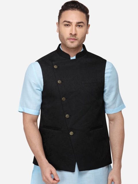 

JB STUDIO Men Black Solid Corduroy Nehru Jacket