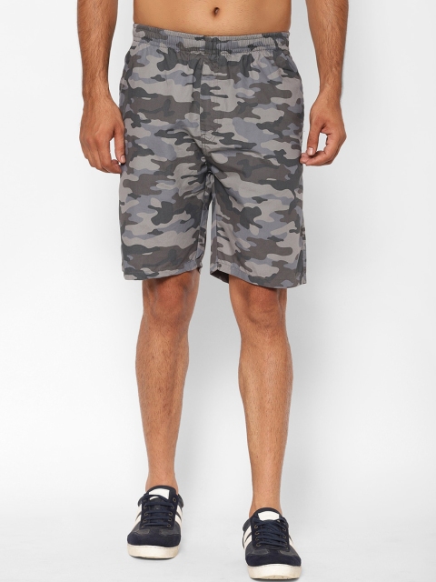

SAPPER Men Grey Camouflage Printed Regular Fit Sports Shorts