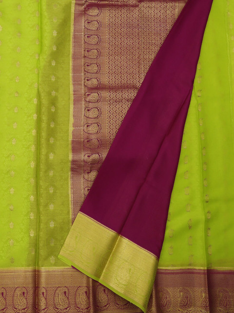 

Pothys Green & Maroon Pure Silk Woven Design Mysore Silk Saree